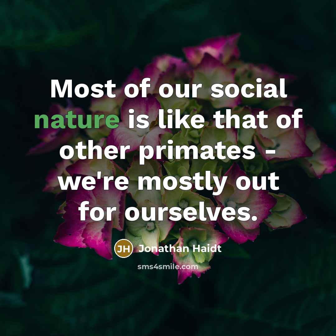 “Most of our social nature is like that of other…” quote by Jonathan Haidt