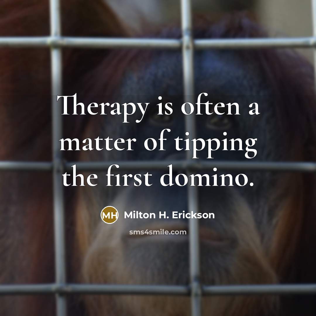 “Therapy is often a matter of tipping the first domino.…” quote by Milton H. Erickson
