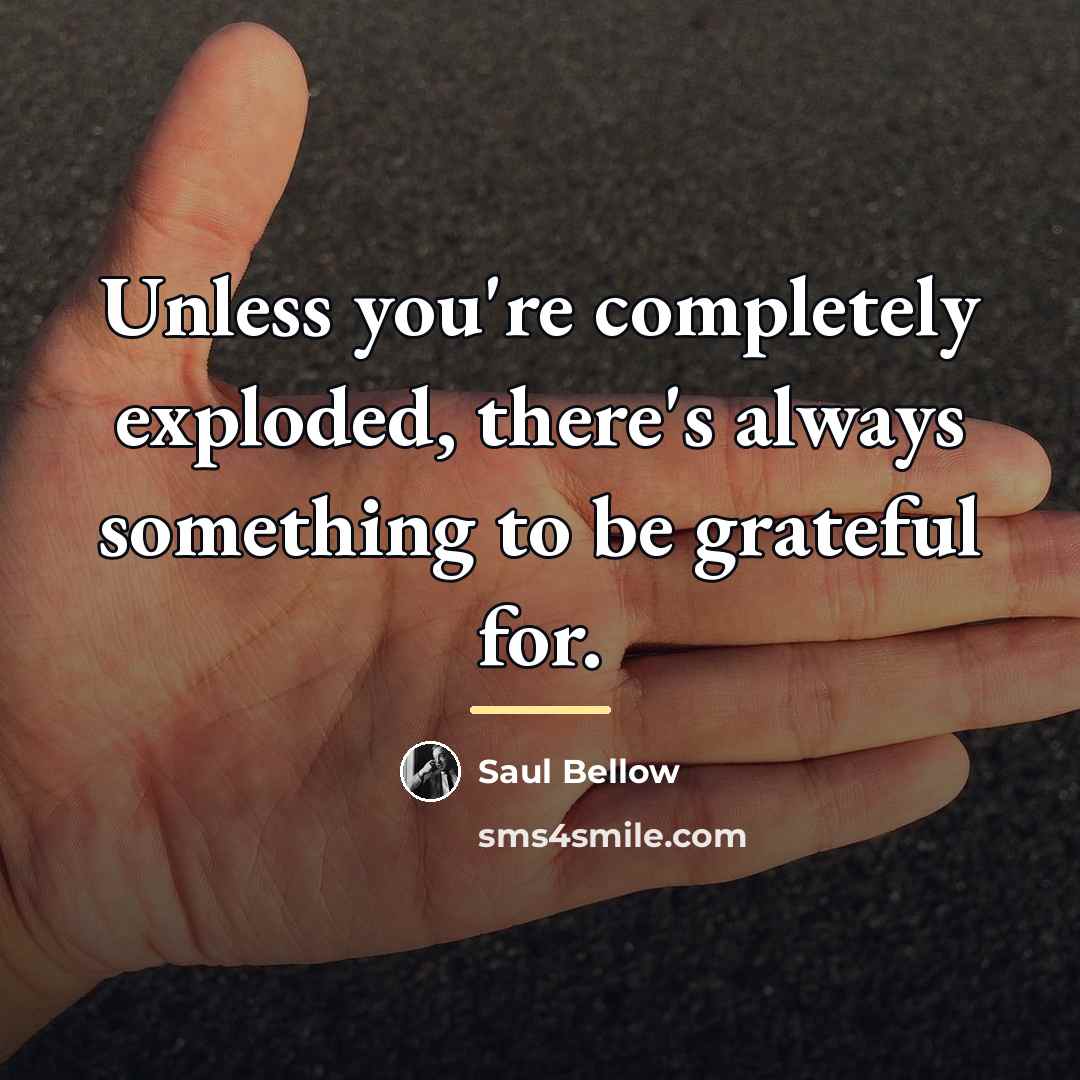 “Unless you're completely exploded, there's always something to be grateful…” quote by Saul Bellow