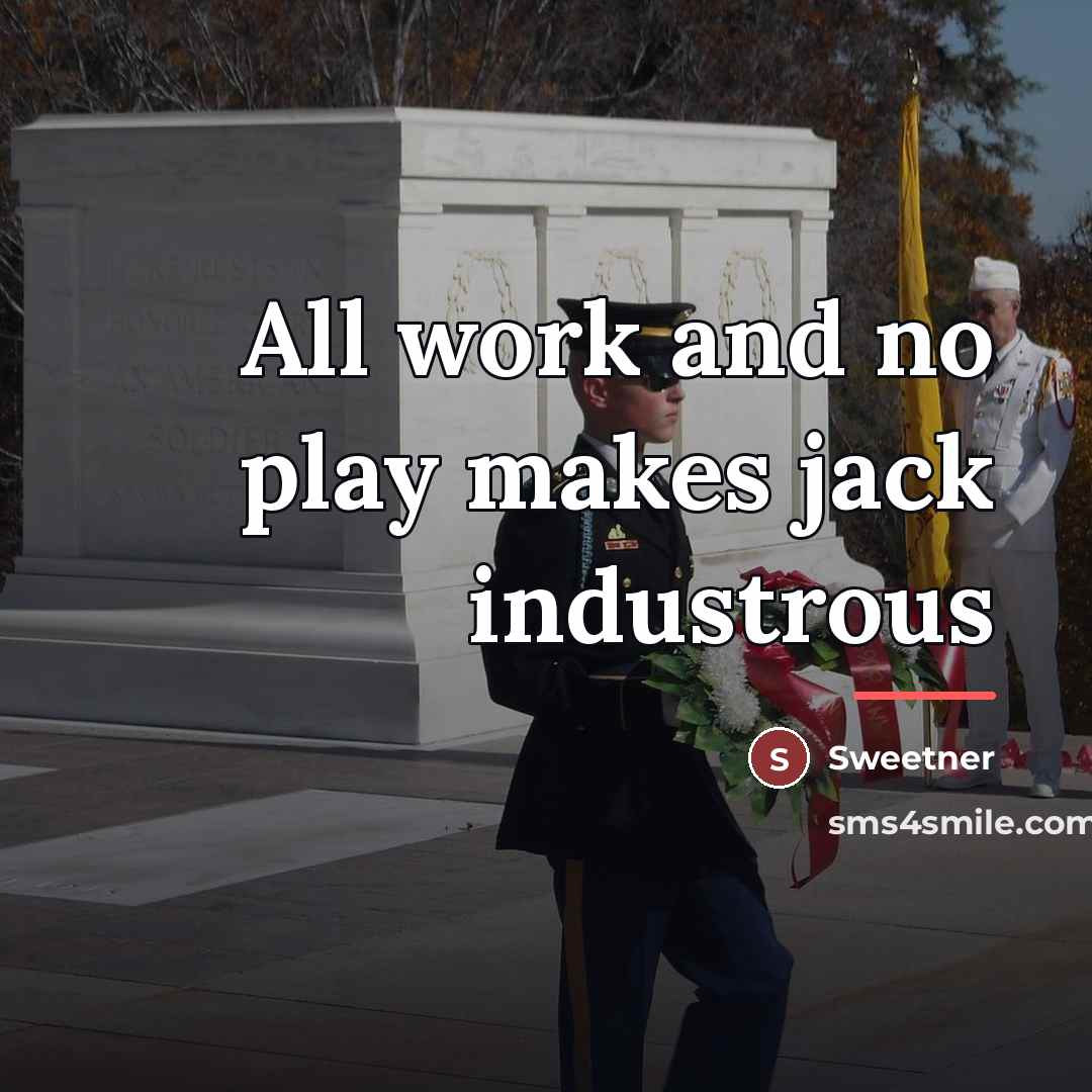 “All work and no play makes jack industrous…” quote by Sweetner