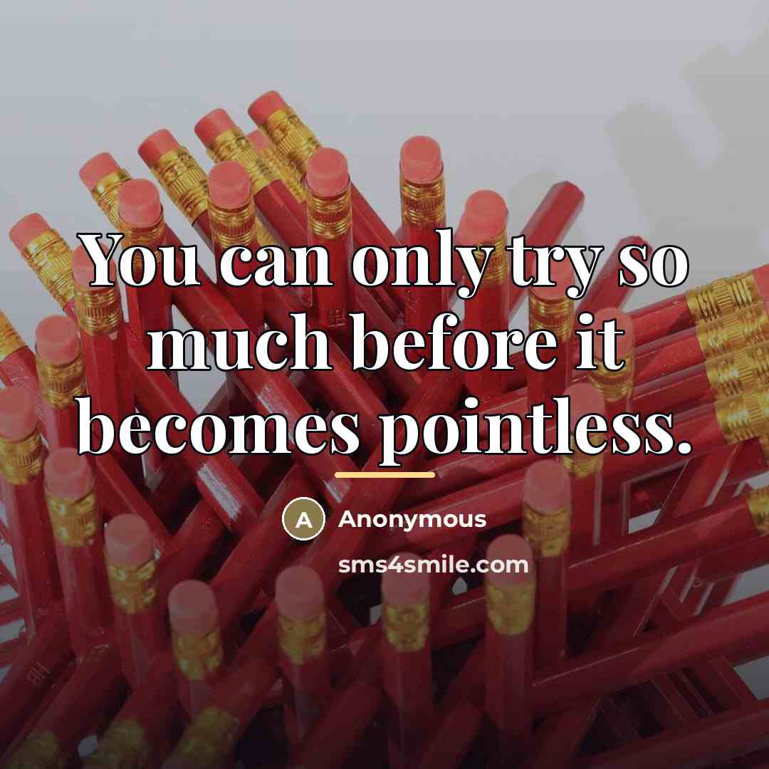 “You can only try so much before it becomes pointless.…” quote by Anonymous