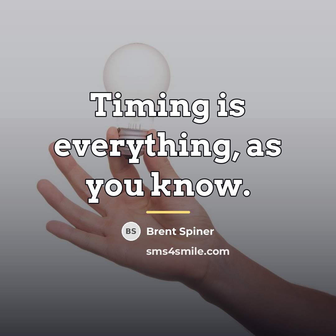 “Timing is everything, as you know.…” quote by Brent Spiner