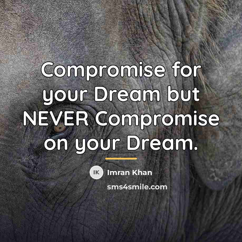 “Compromise for your Dream but NEVER Compromise on your Dream.…” quote by Imran Khan