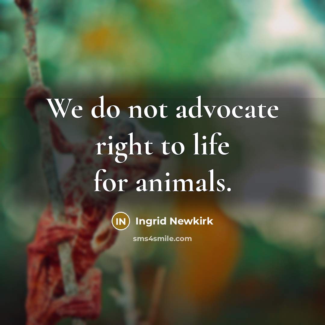 “We do not advocate right to life for animals.” quote by Ingrid Newkirk