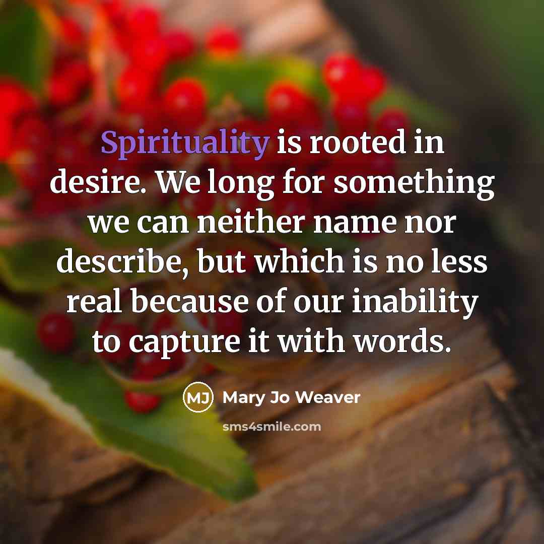 “Spirituality is rooted in desire. We long for something we…” quote by Mary Jo Weaver