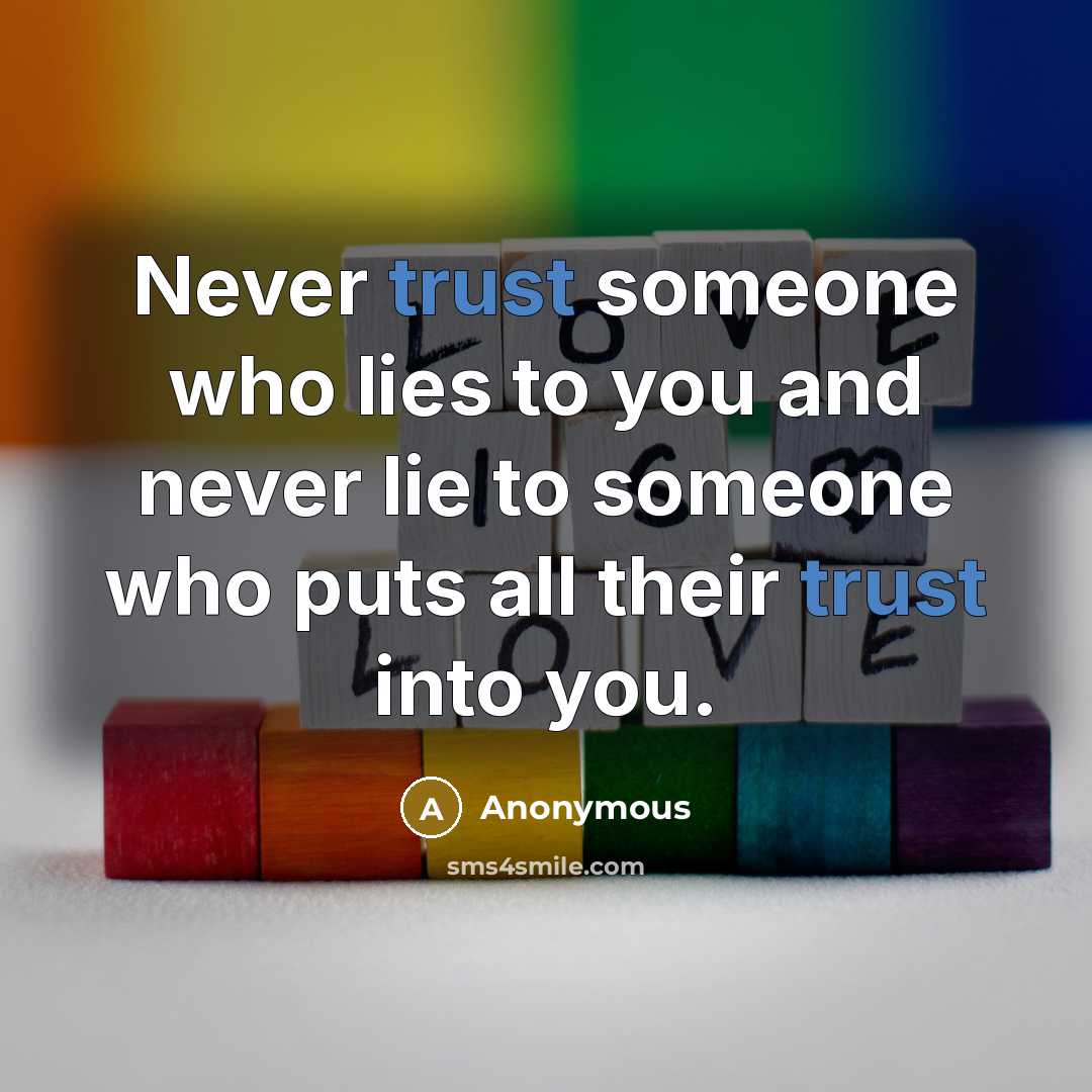 “Never trust someone who lies to you and never lie…” quote by Anonymous