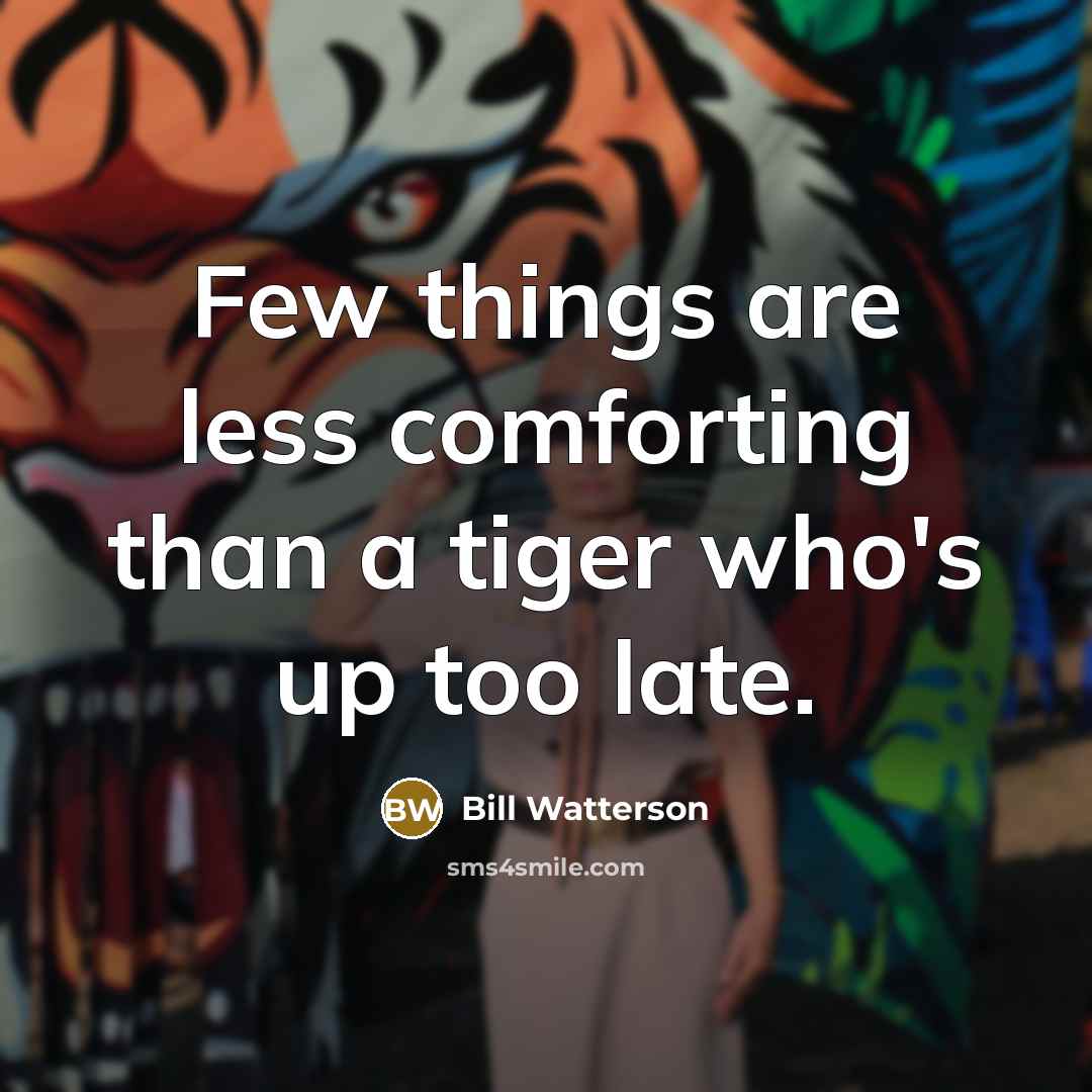 “Few things are less comforting than a tiger who's up…” quote by Bill Watterson
