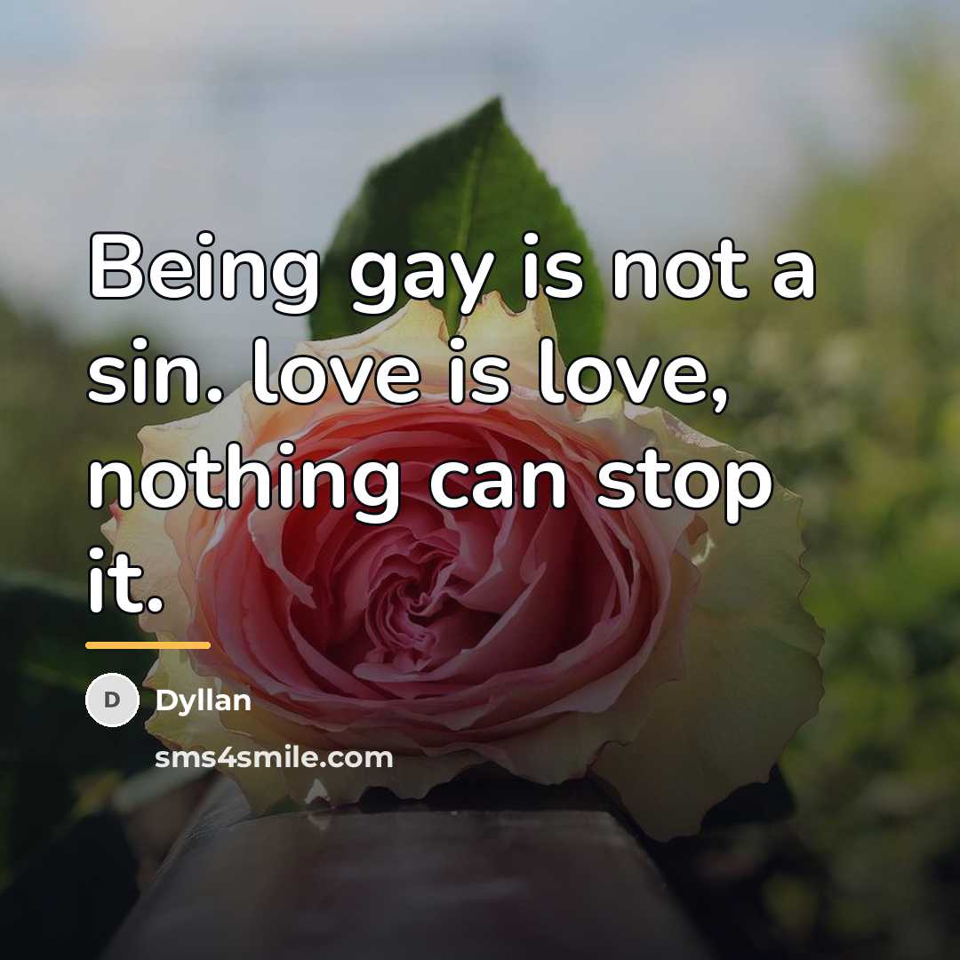 “Being gay is not a sin. love is love, nothing…” quote by Dyllan