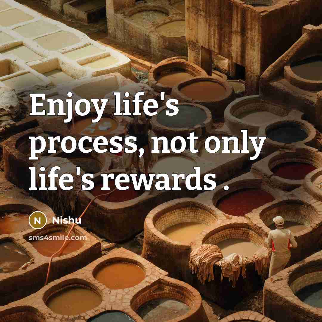 “Enjoy life's process, not only life's rewards .…” quote by Nishu