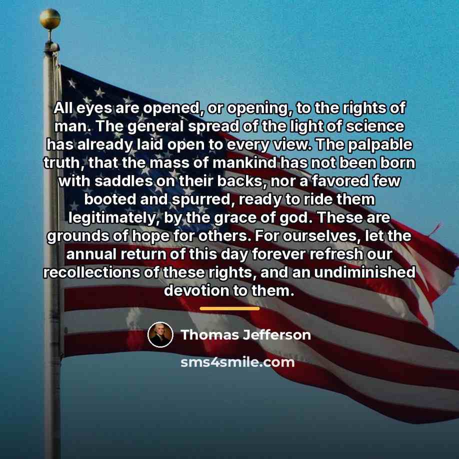 “All eyes are opened, or opening, to the rights of…” quote by Thomas Jefferson