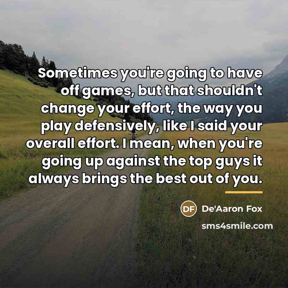“Sometimes you're going to have off games, but that shouldn't…” quote by De'Aaron Fox