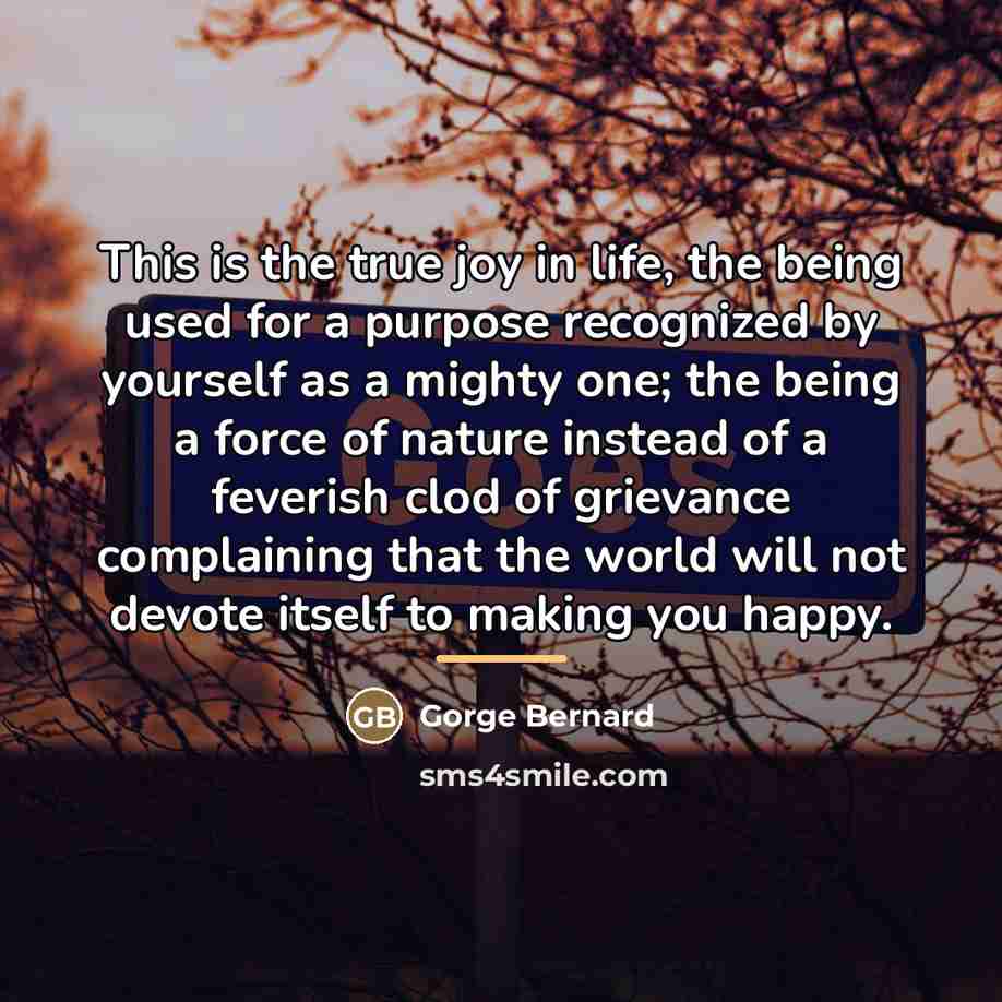 “This is the true joy in life, the being used…” quote by Gorge Bernard