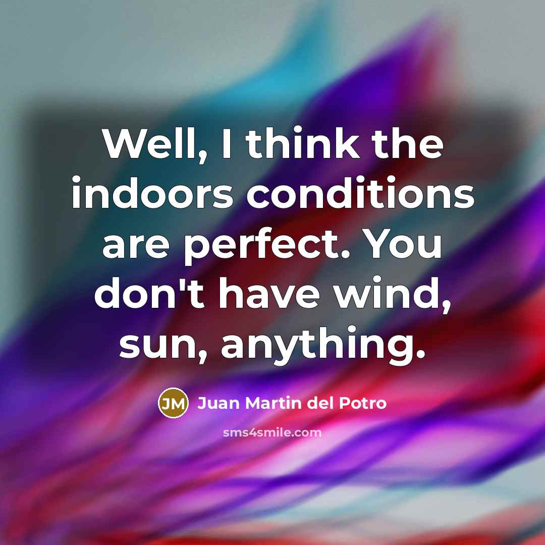 “Well, I think the indoors conditions are perfect. You don't…” quote by Juan Martin del Potro