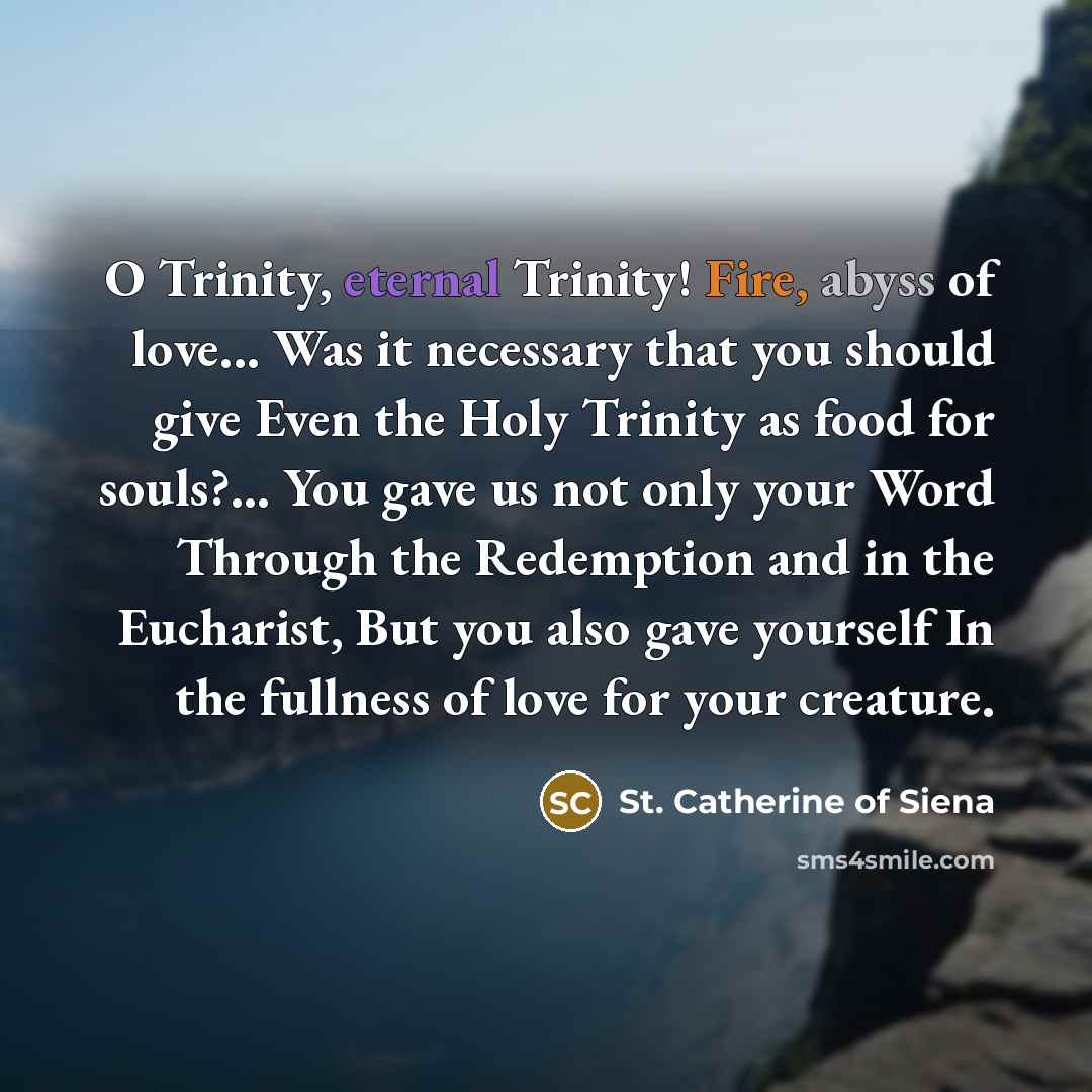 “O Trinity, eternal Trinity! Fire, abyss of love... Was it…” quote by St. Catherine of Siena