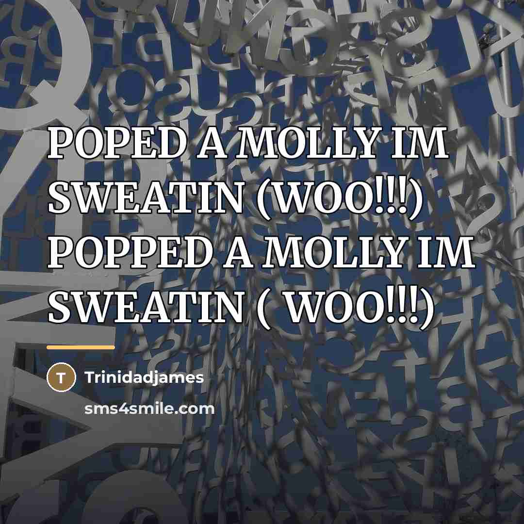 “POPED A MOLLY IM SWEATIN (WOO!!!) POPPED A MOLLY IM…” quote by Trinidadjames