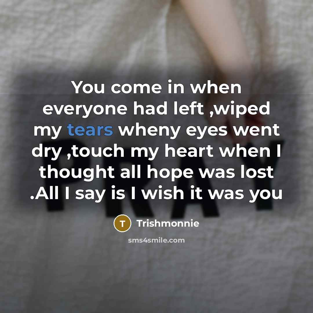 “You come in when everyone had left ,wiped my tears…” quote by Trishmonnie