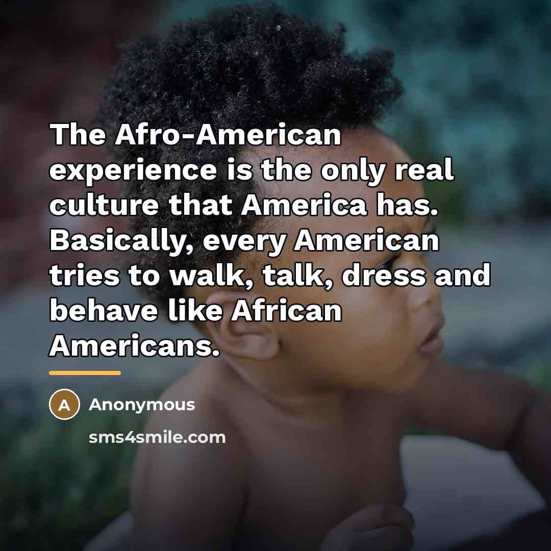 “The Afro-American experience is the only real culture that America…” quote by Anonymous