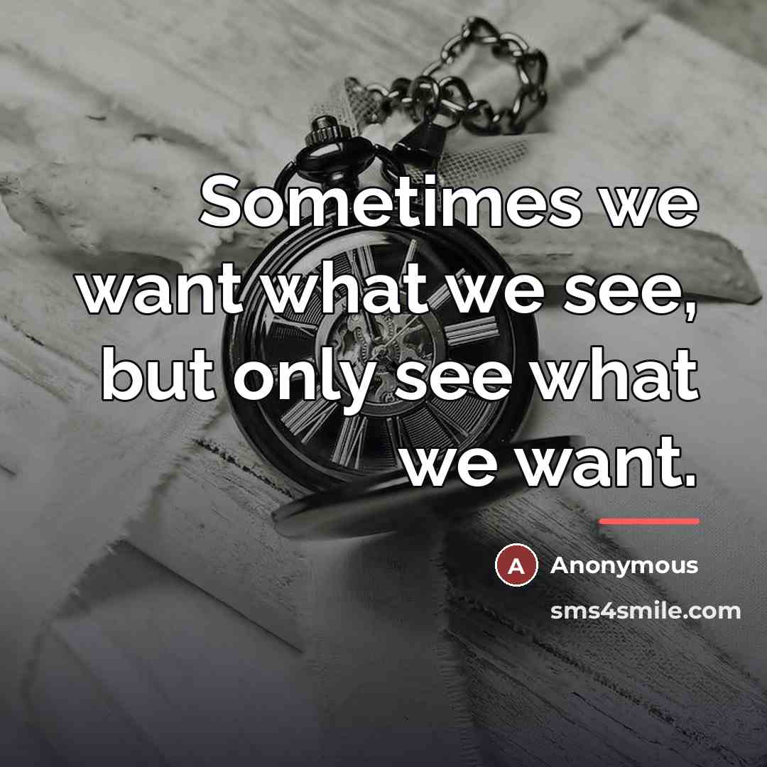 “Sometimes we want what we see, but only see what…” quote by Anonymous