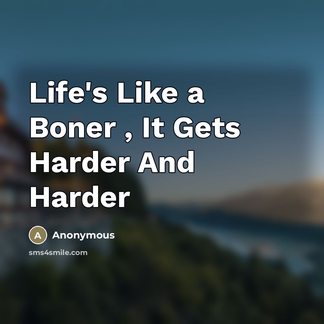 “Life's Like a Boner , It Gets Harder And Harder” quote by Anonymous