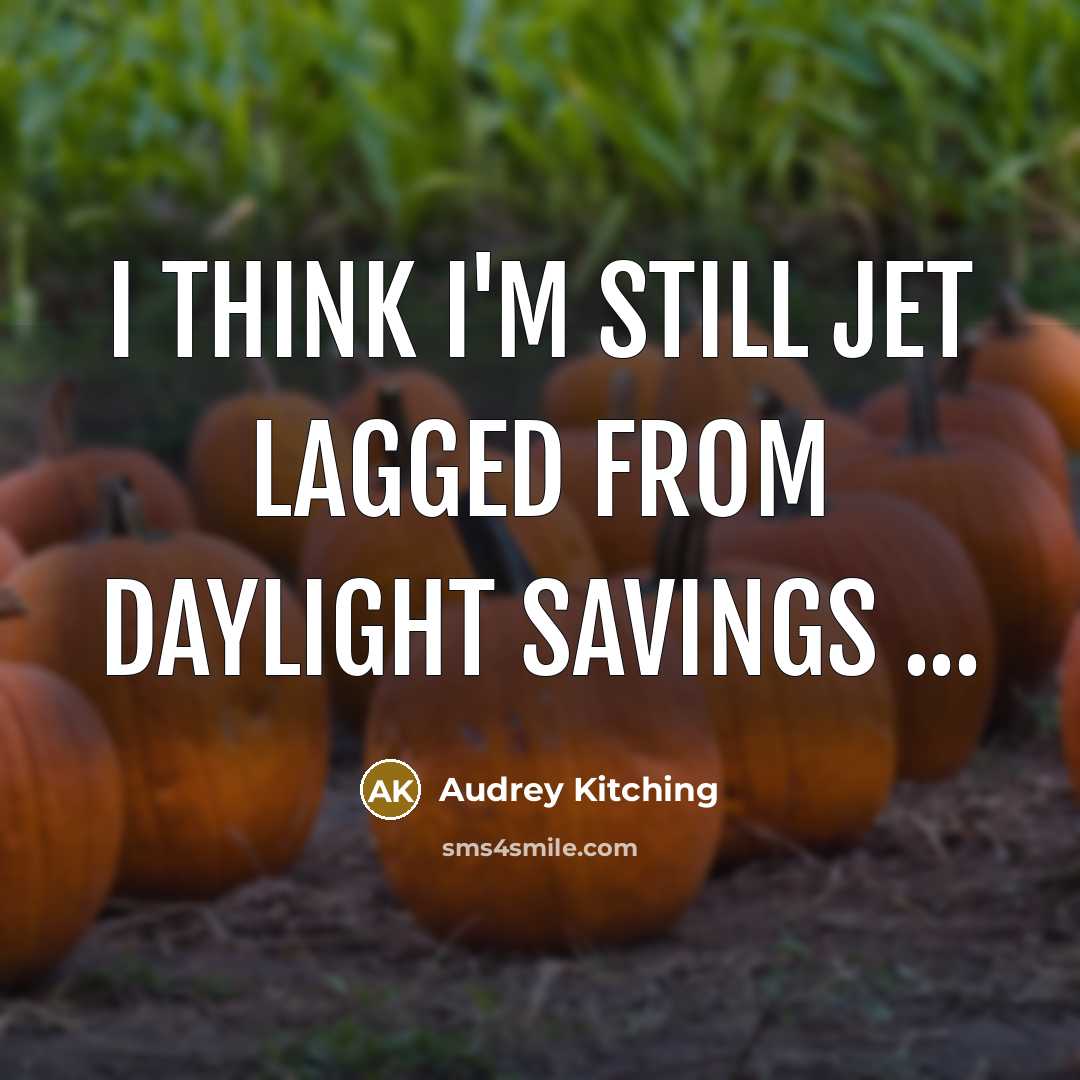 “I think I'm still jet lagged from daylight savings ...” quote by Audrey Kitching