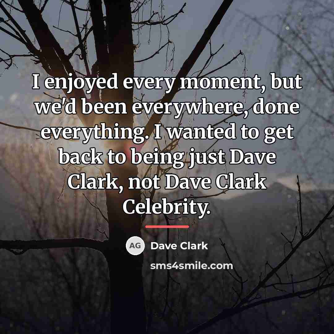“I enjoyed every moment, but we'd been everywhere, done everything.…” quote by Dave Clark