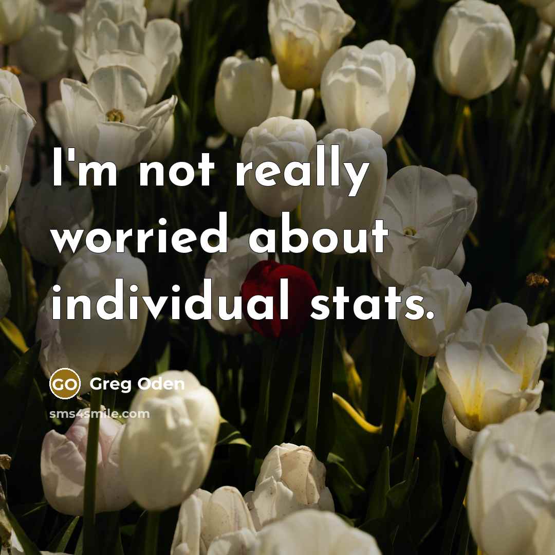 “I'm not really worried about individual stats.…” quote by Greg Oden