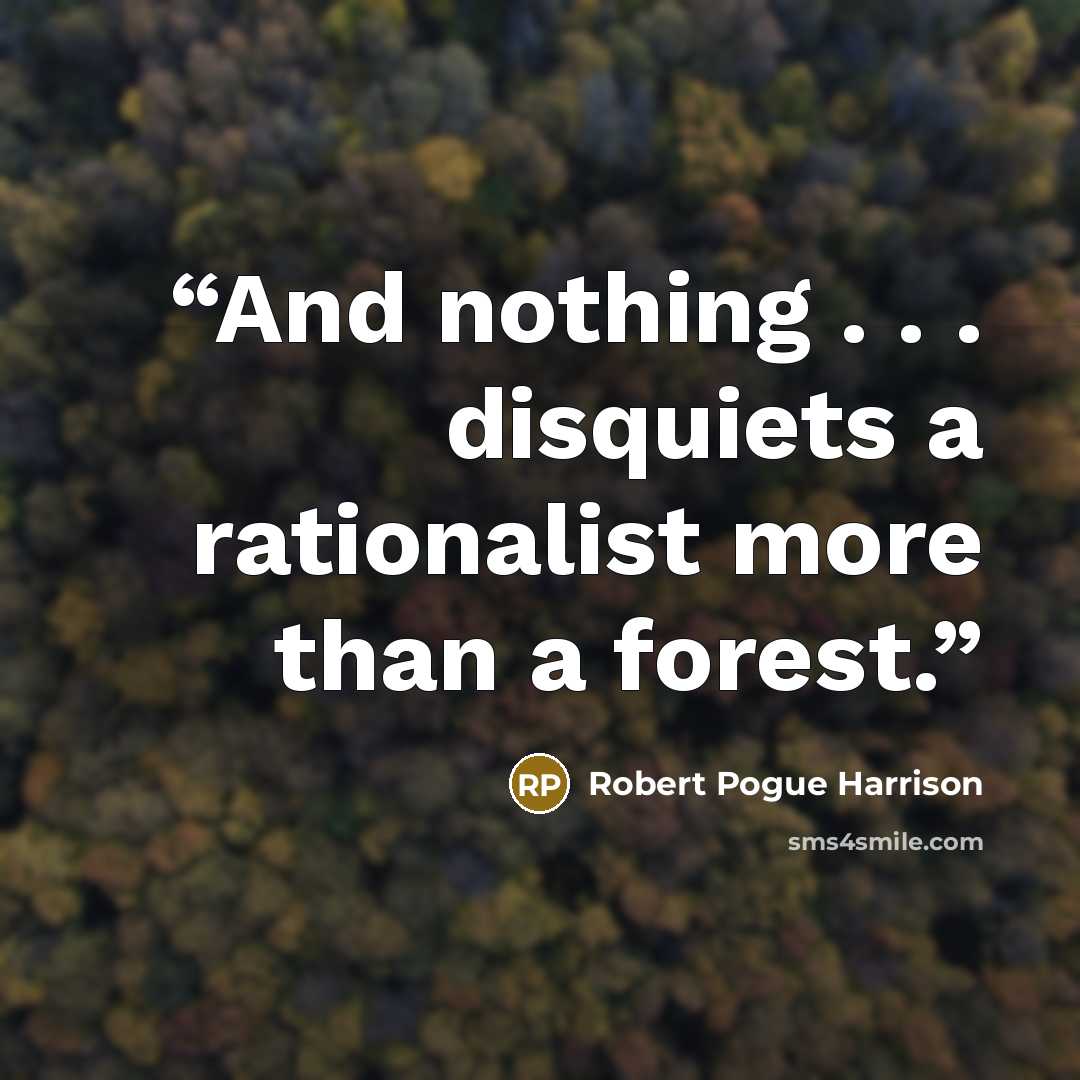 “And nothing . . . disquiets a rationalist more than a forest.” quote by Robert Pogue Harrison