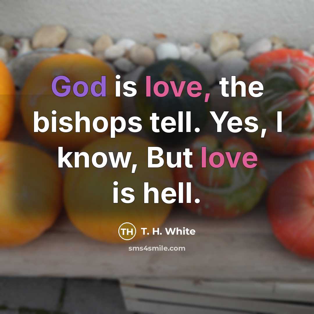 “God is love, the bishops tell. Yes, I know, But…” quote by T. H. White