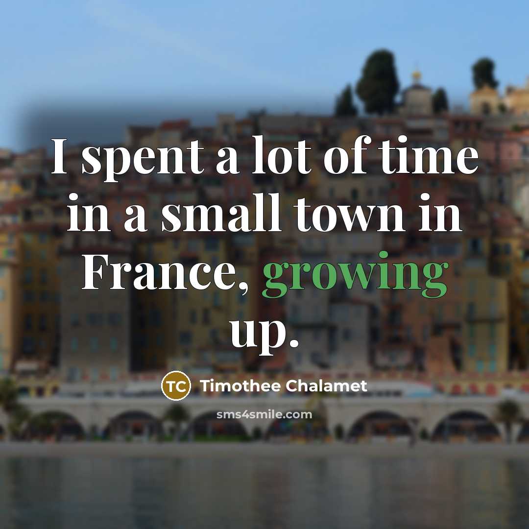 “I spent a lot of time in a small town…” quote by Timothee Chalamet