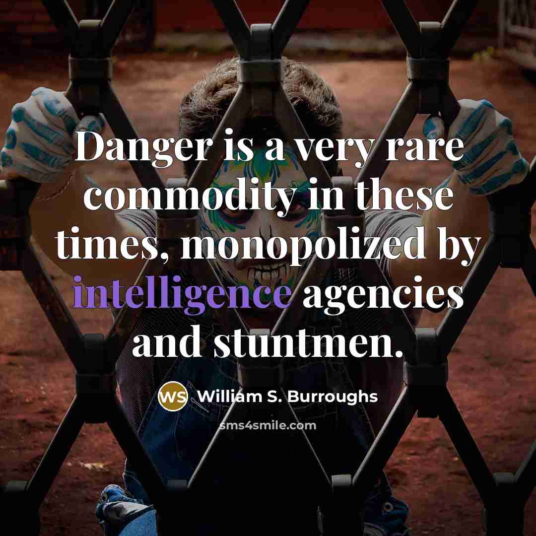 “Danger is a very rare commodity in these times, monopolized…” quote by William S. Burroughs