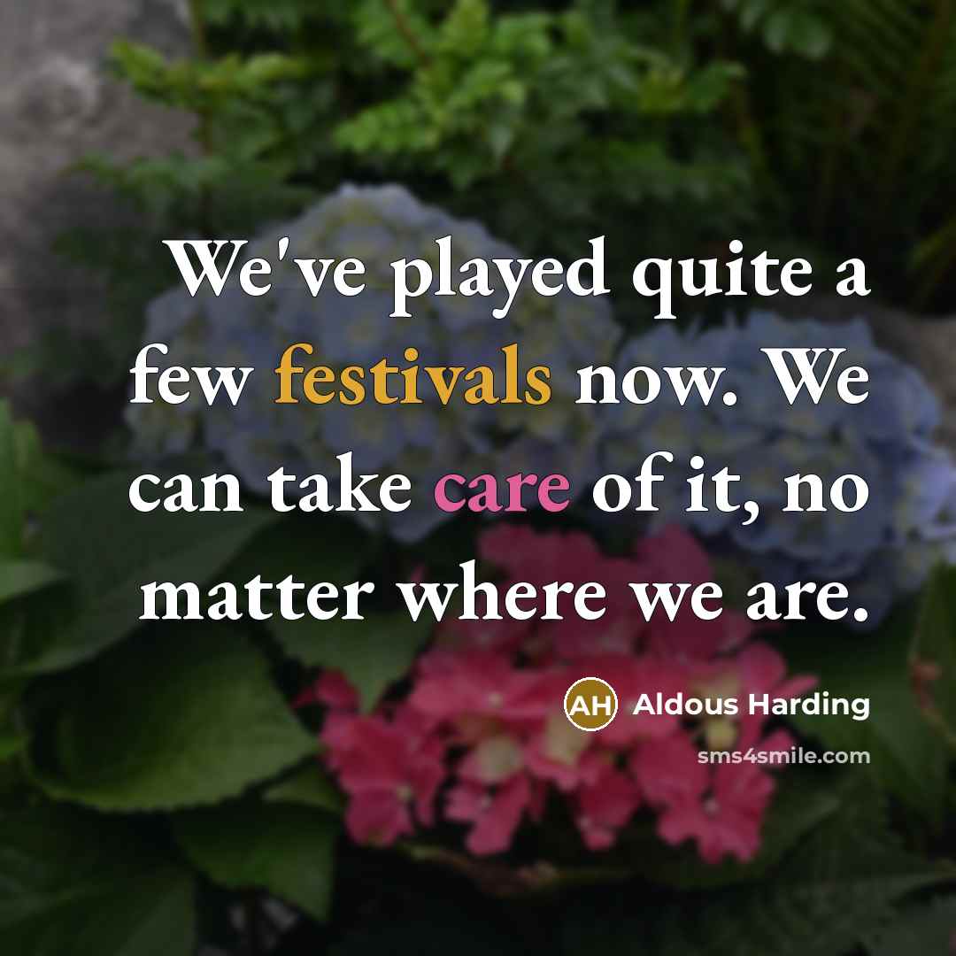“We've played quite a few festivals now. We can take care of it, no matter where we are.” quote by Aldous Harding
