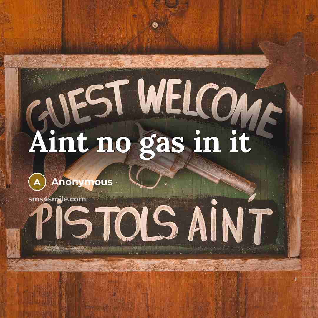 “Aint no gas in it” quote by Anonymous