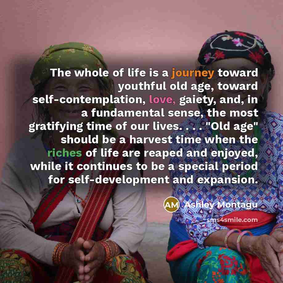 “The whole of life is a journey toward youthful old…” quote by Ashley Montagu