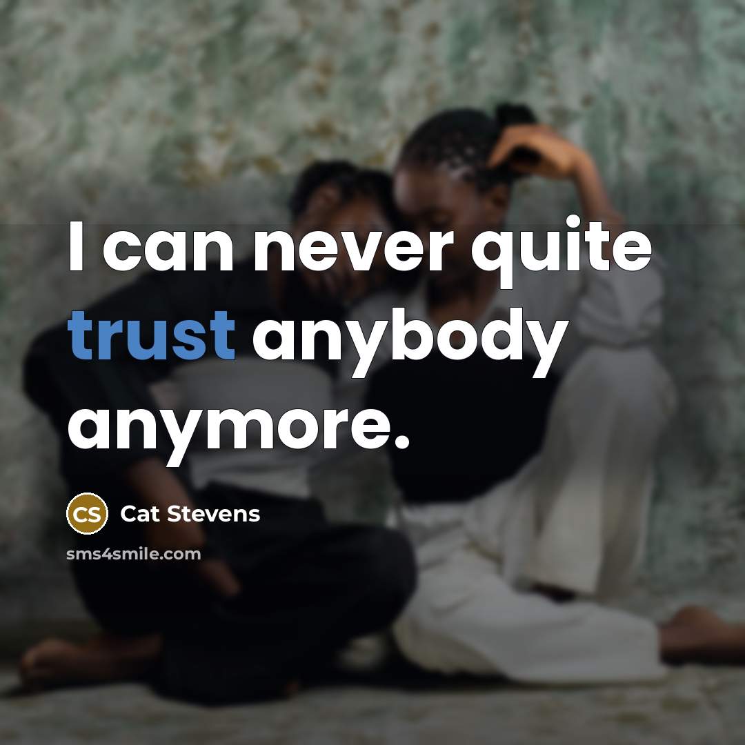 “I can never quite trust anybody anymore.” quote by Cat Stevens