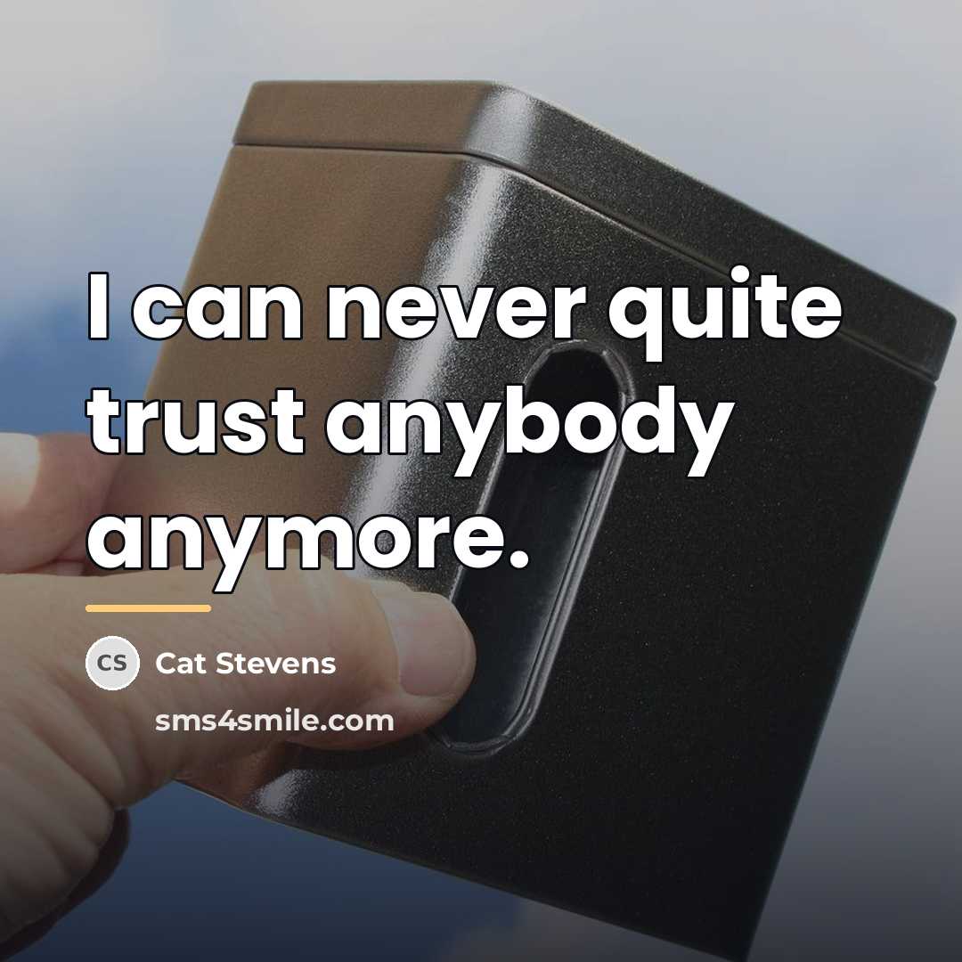 “I can never quite trust anybody anymore.…” quote by Cat Stevens