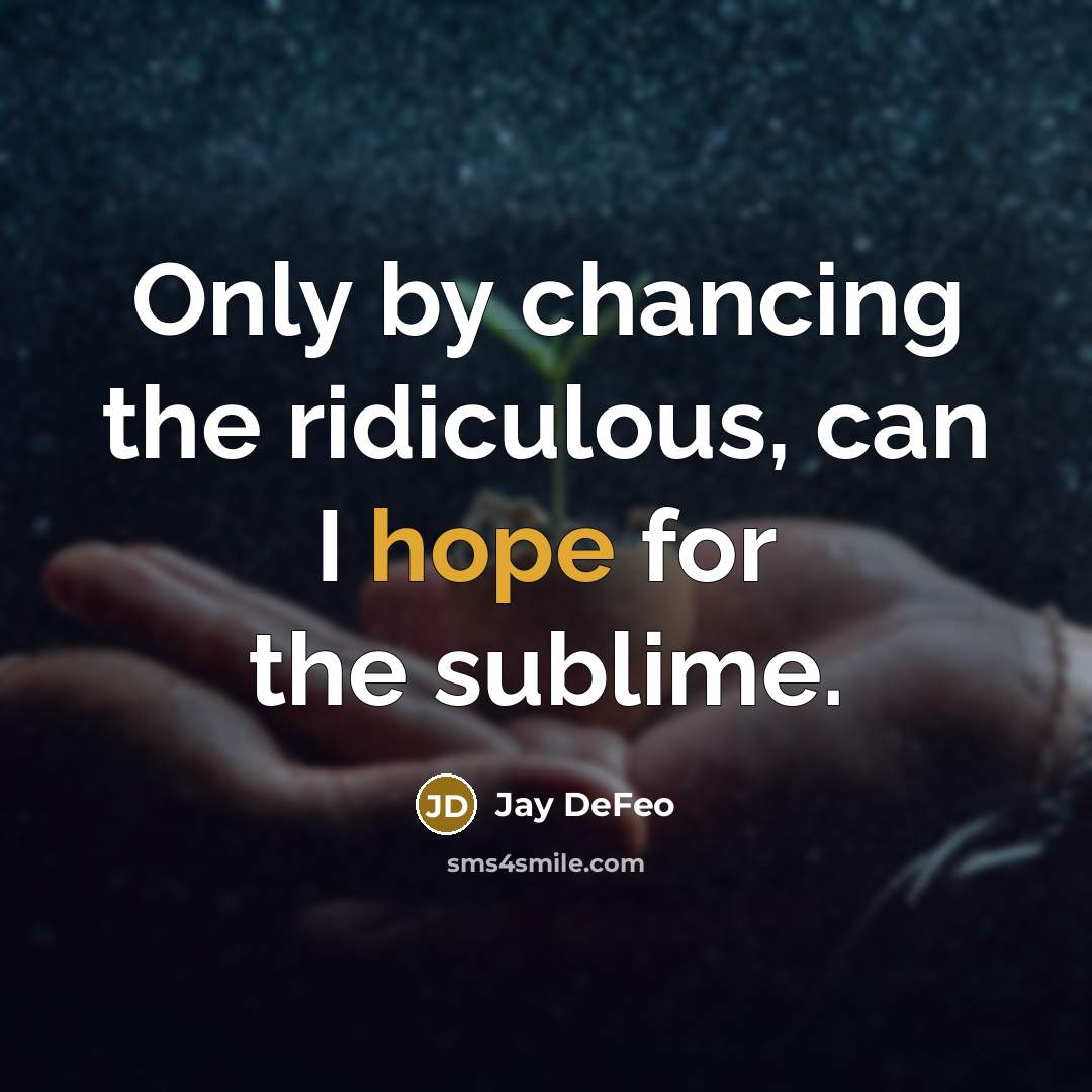 “Only by chancing the ridiculous, can I hope for the…” quote by Jay DeFeo