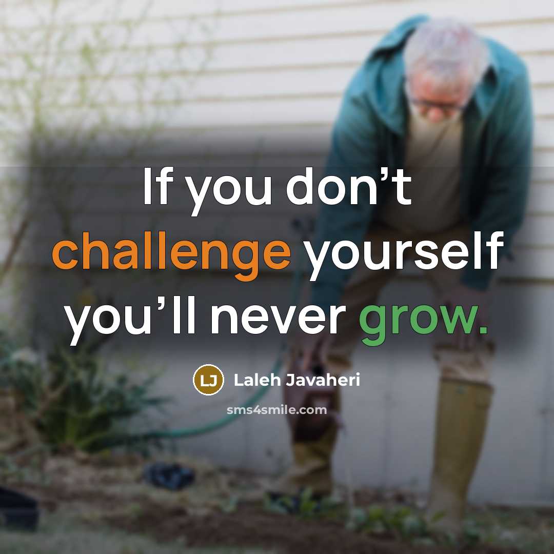 “If you don't challenge yourself you'll never grow.” quote by Laleh Javaheri