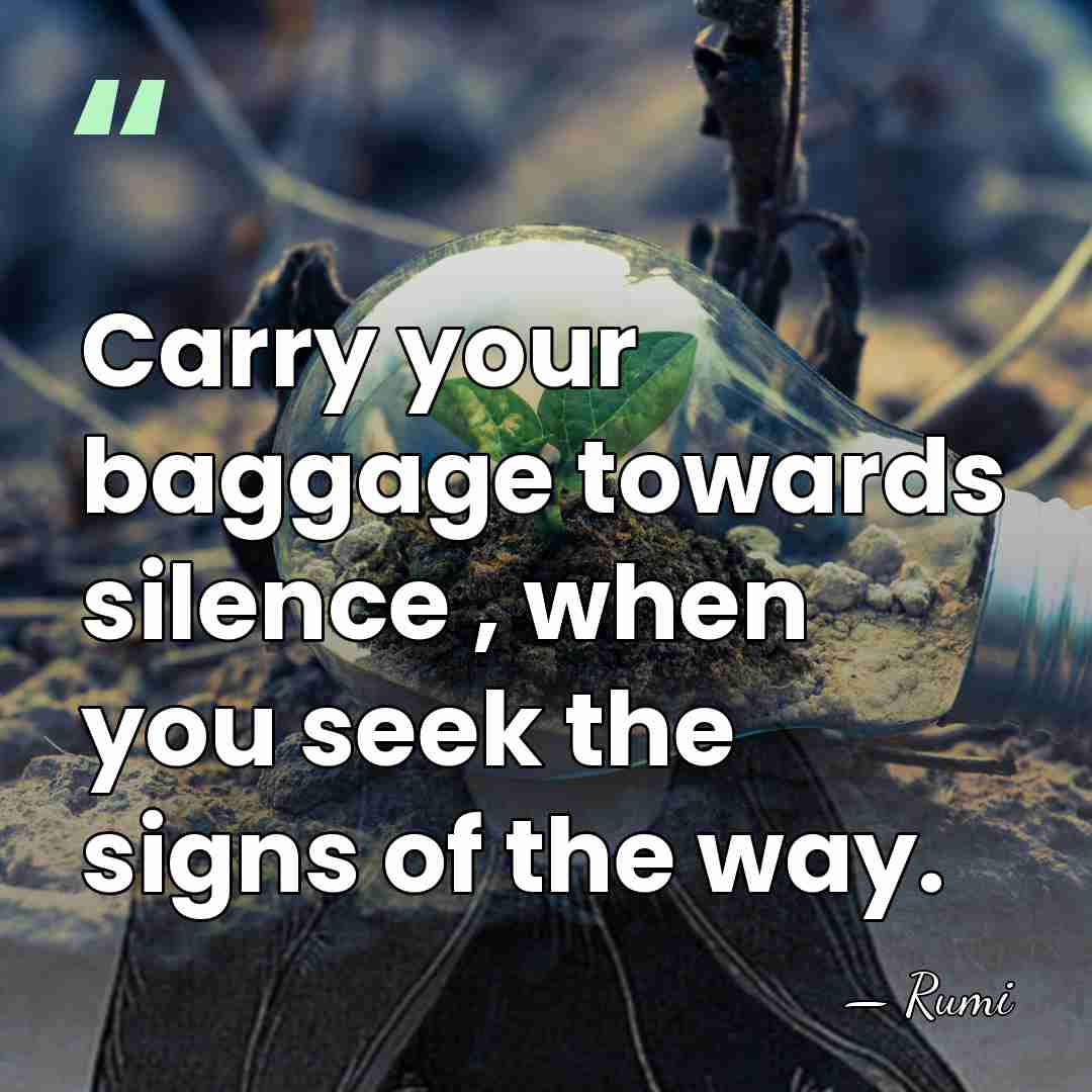 Carry your baggage towards silence , when you seek the signs of the&hellip; - Rumi