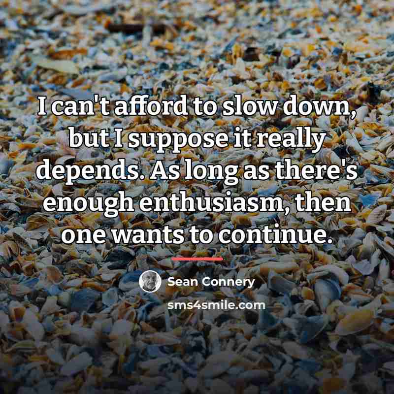 “I can't afford to slow down, but I suppose it…” quote by Sean Connery