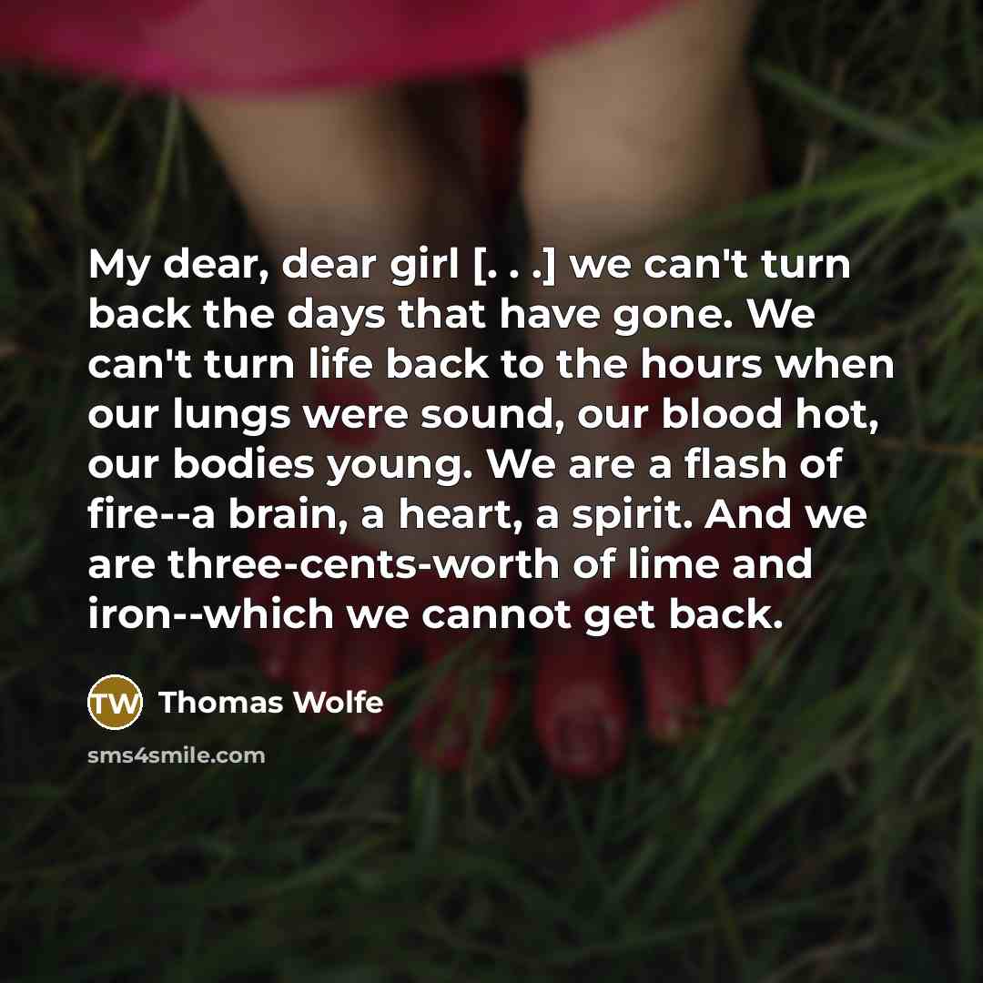 “My dear, dear girl [. . .] we can't turn…” quote by Thomas Wolfe