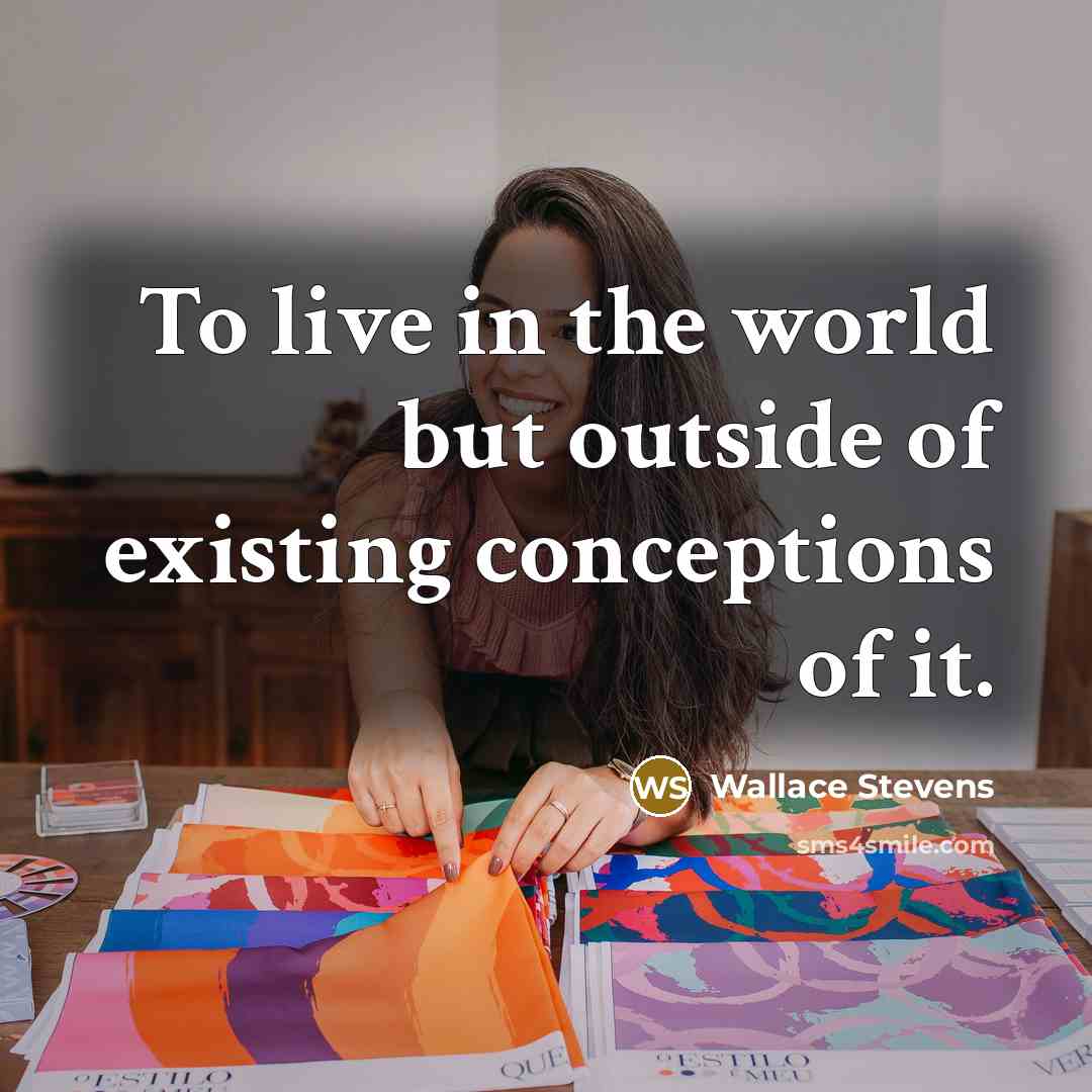 “To live in the world but outside of existing conceptions…” quote by Wallace Stevens