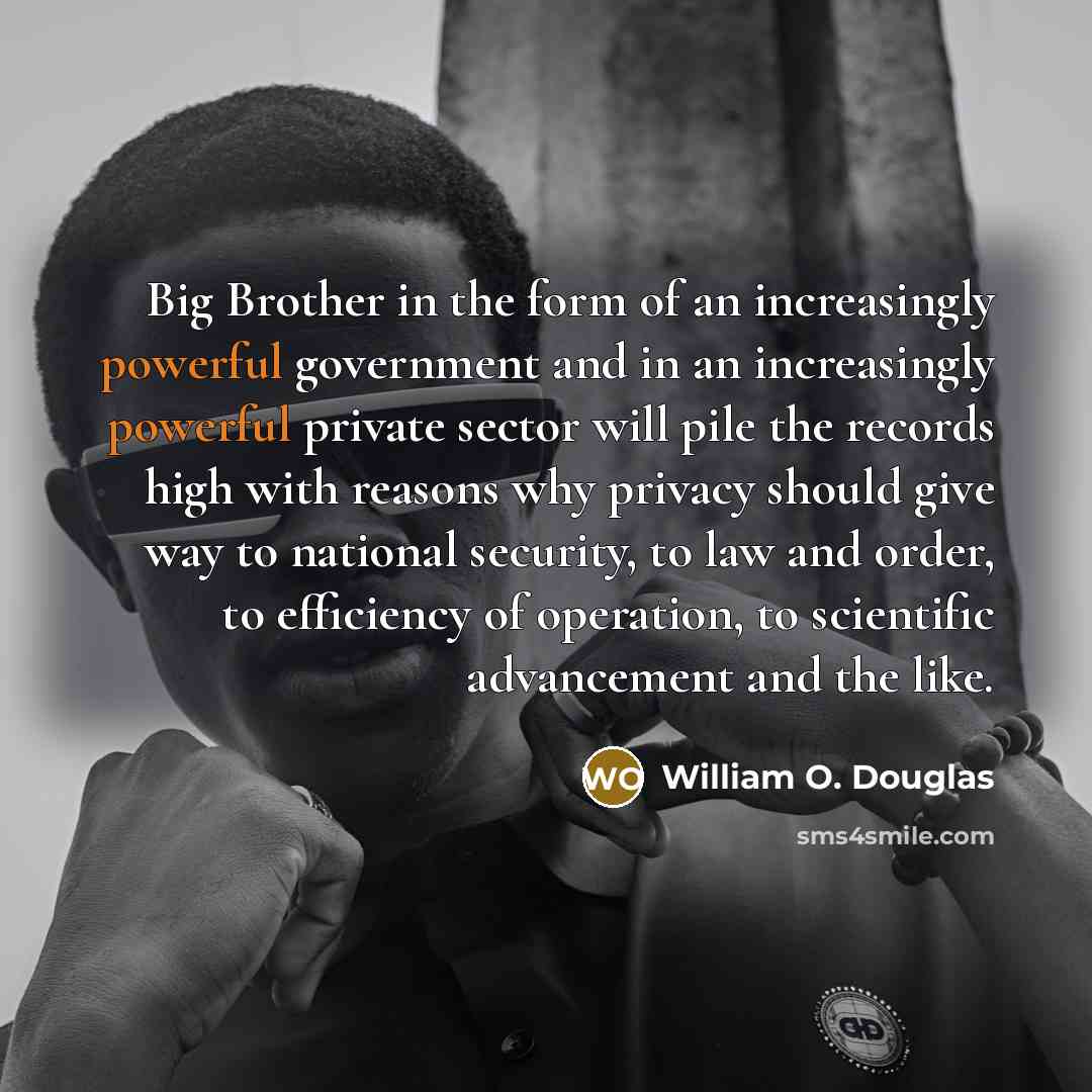 “Big Brother in the form of an increasingly powerful government…” quote by William O. Douglas