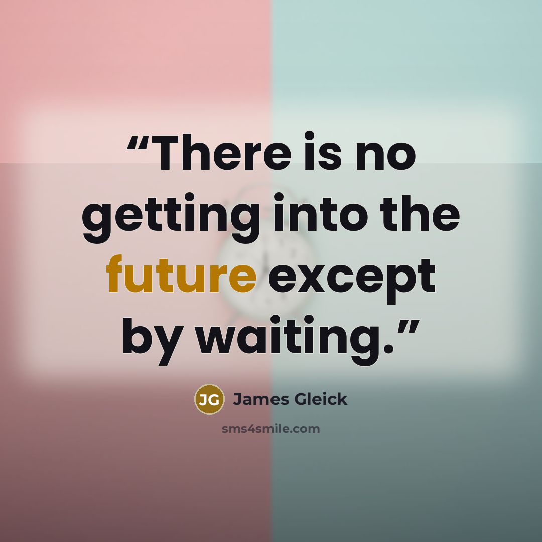 “There is no getting into the future except by waiting.” quote by James Gleick