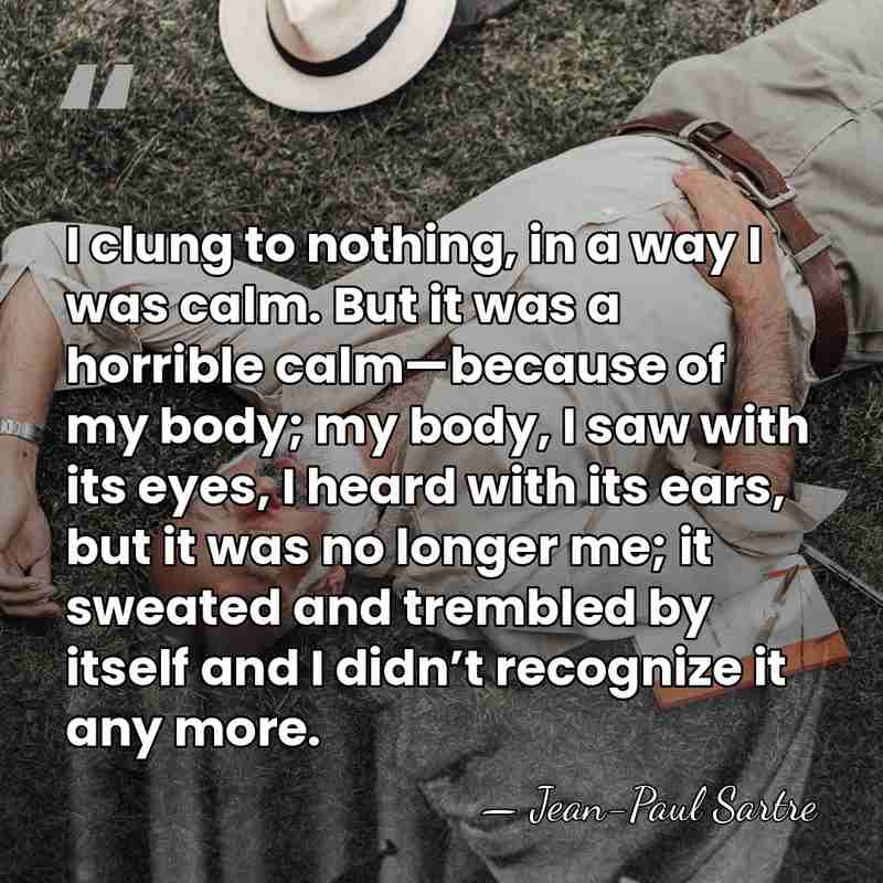 I clung to nothing, in a way I was calm. But it&hellip; - Jean-Paul Sartre