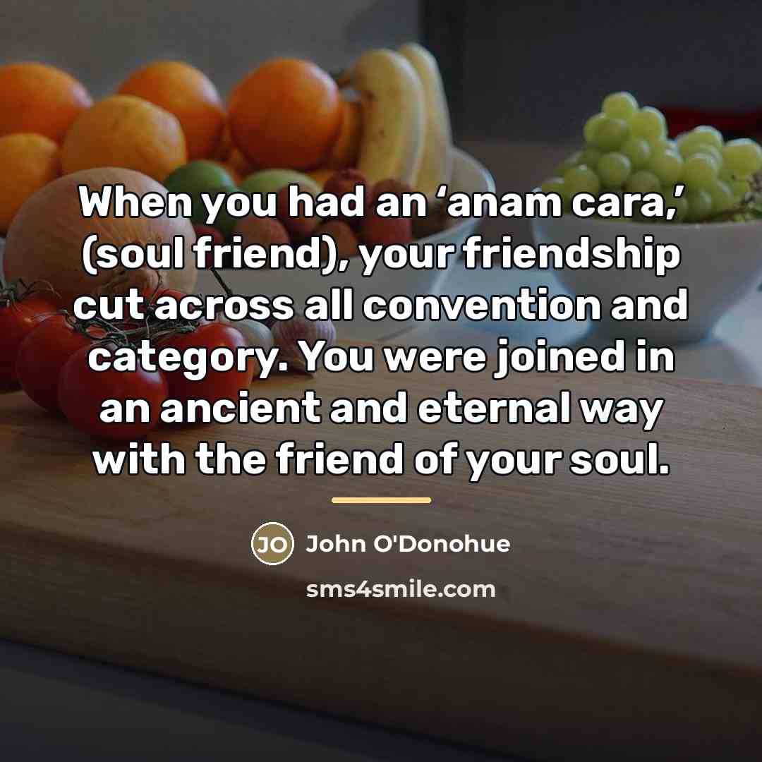 “When you had an ‘anam cara,’ (soul friend), your friendship…” quote by John O'Donohue