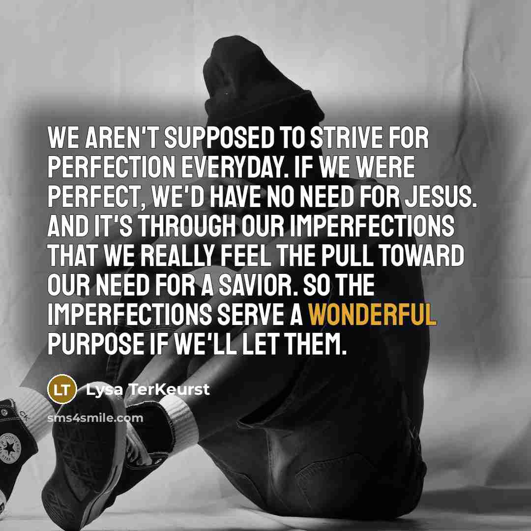 “We aren't supposed to strive for perfection everyday. If we…” quote by Lysa TerKeurst