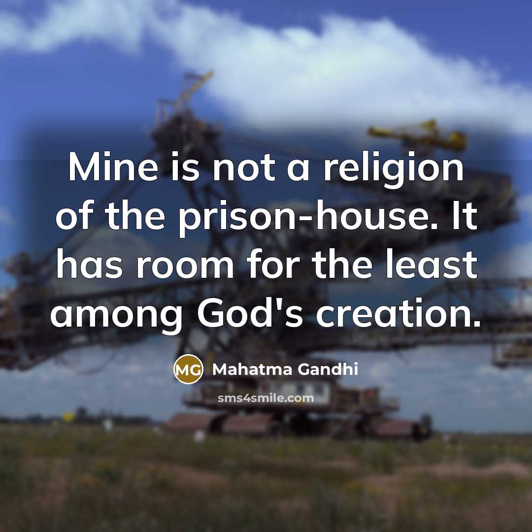 “Mine is not a religion of the prison-house. It has…” quote by Mahatma Gandhi