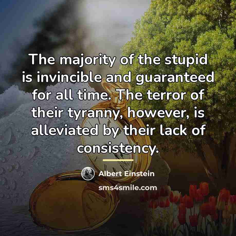 “The majority of the stupid is invincible and guaranteed for…” quote by Albert Einstein