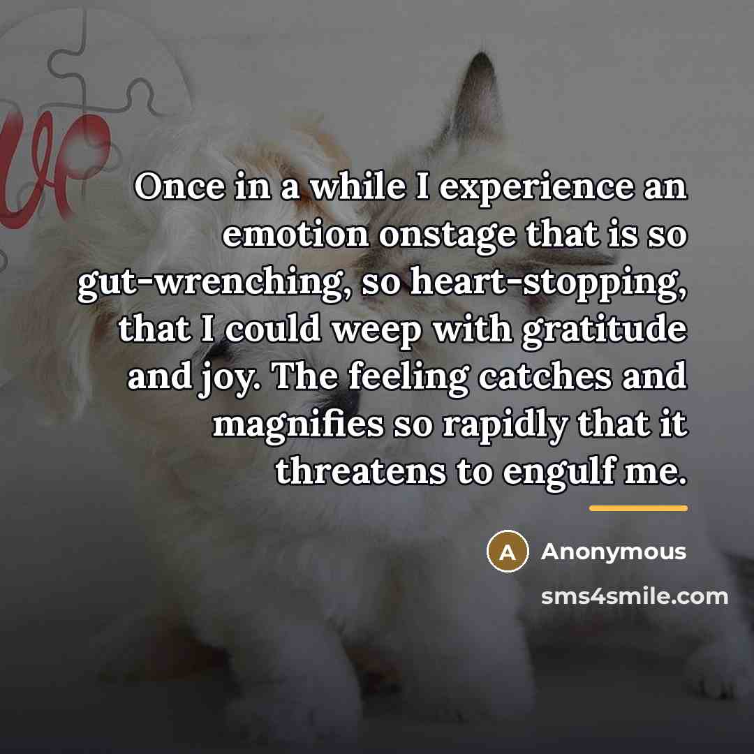 “Once in a while I experience an emotion onstage that…” quote by Anonymous