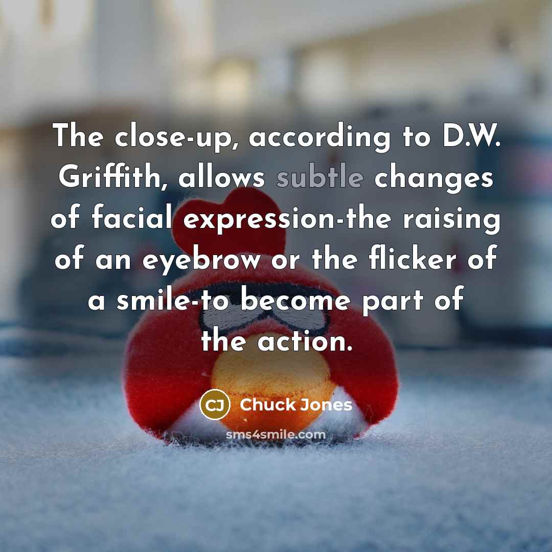 “The close-up, according to D.W. Griffith, allows subtle changes of…” quote by Chuck Jones